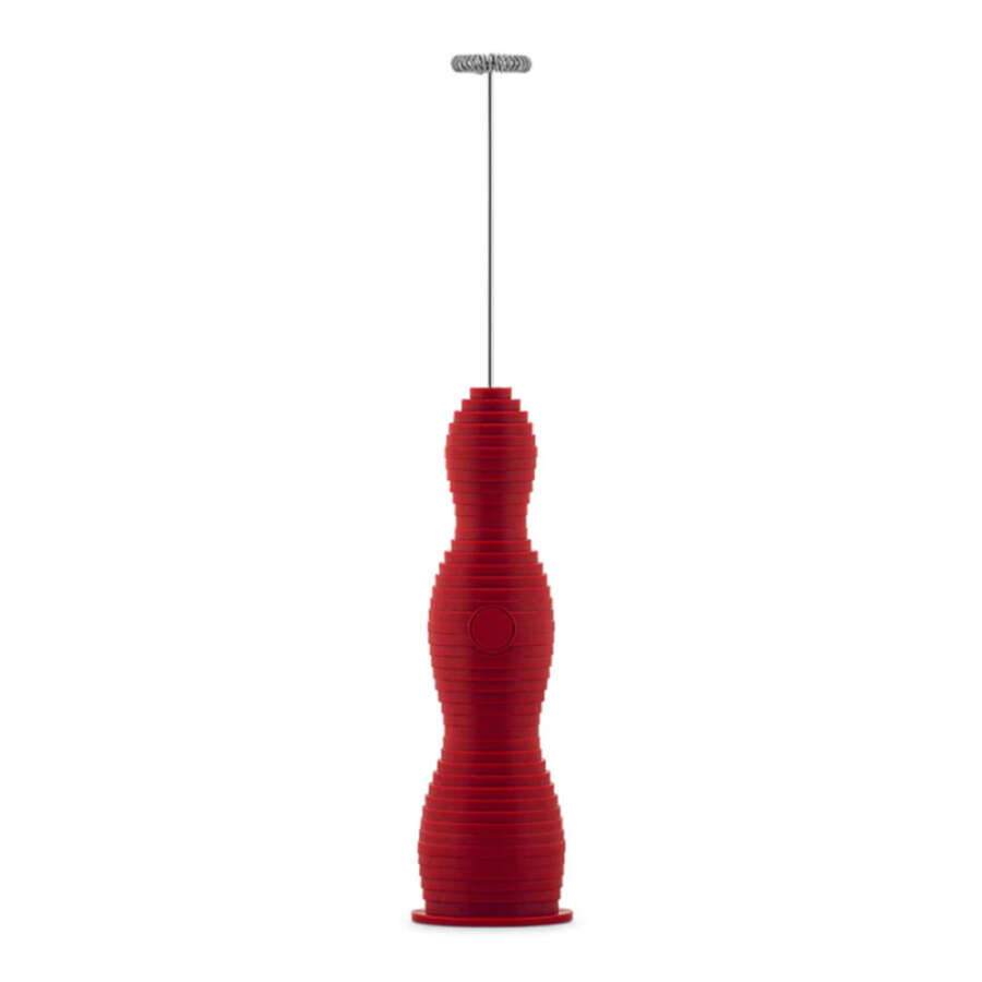 Milk frother in thermoplastic resin red with battery